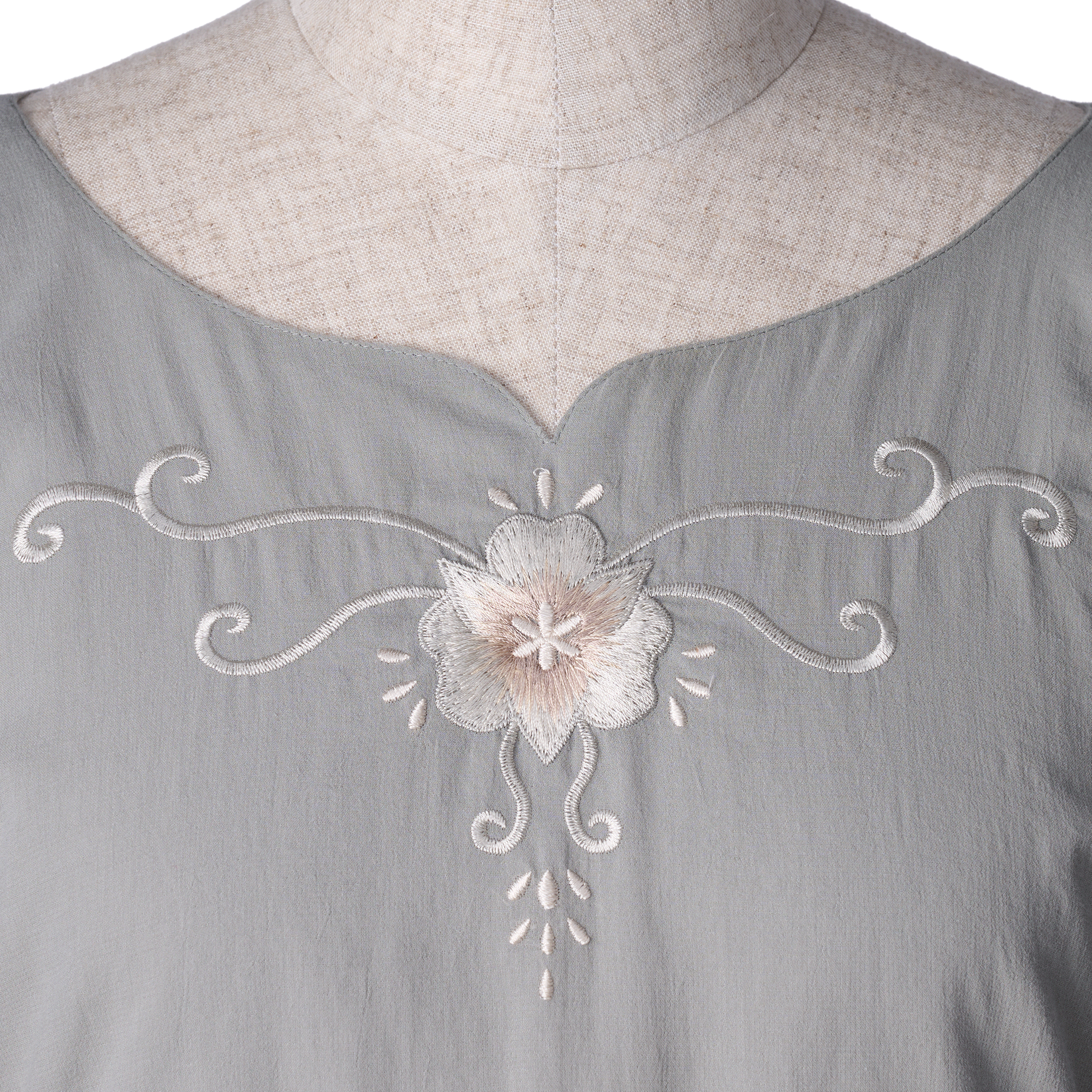 Alstroemeria embroidery tunic maxi dress