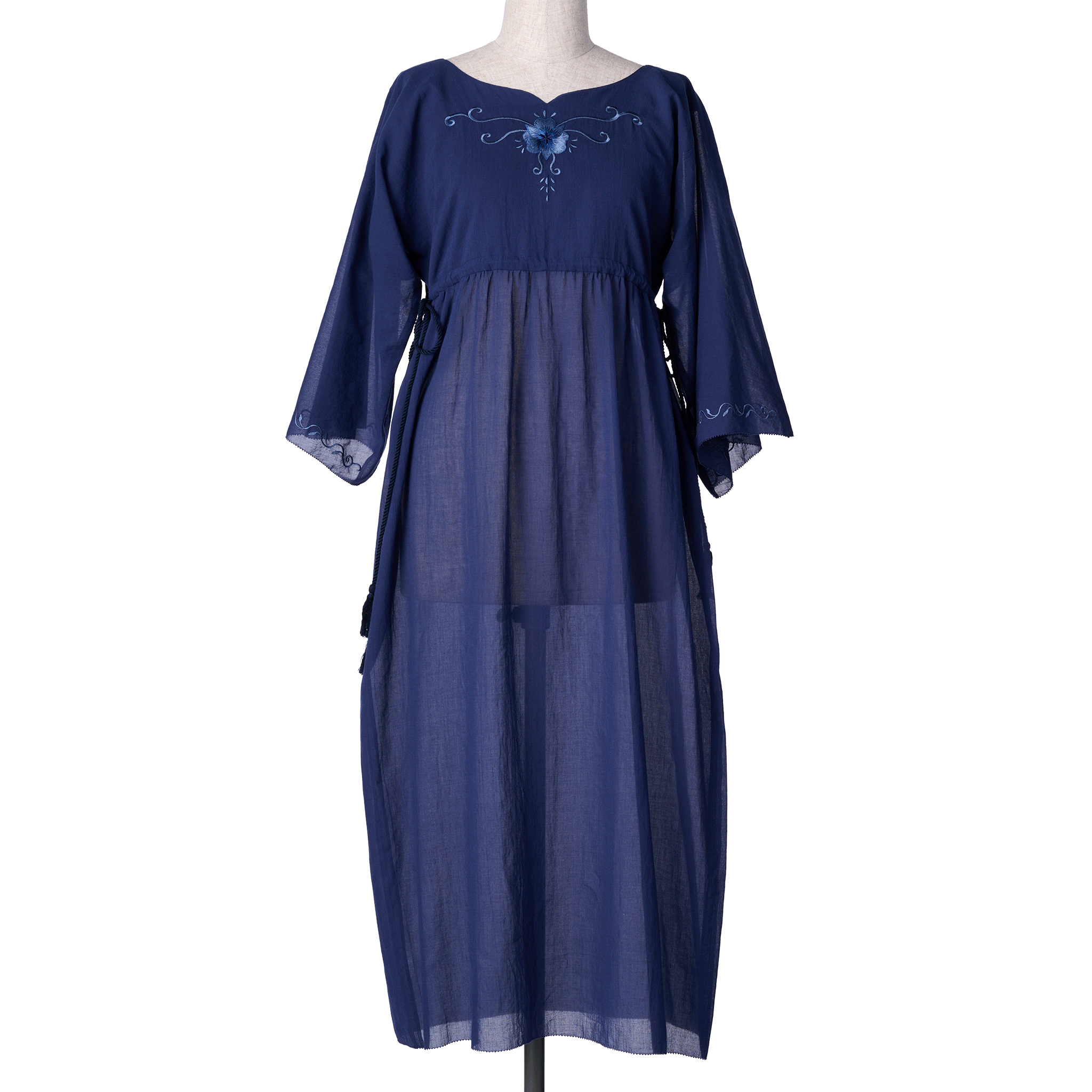 Alstroemeria embroidery tunic maxi dress