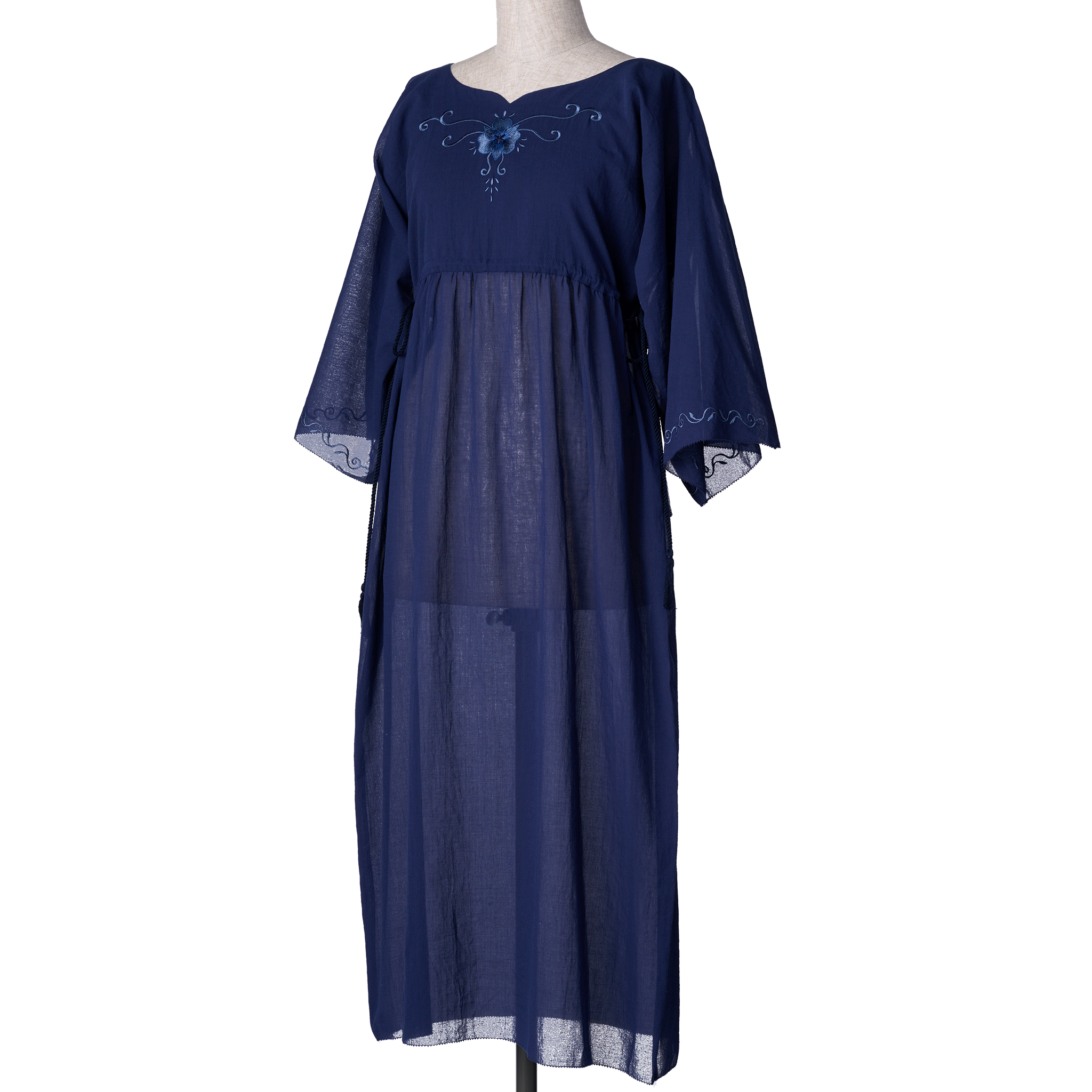 Alstroemeria embroidery tunic maxi dress