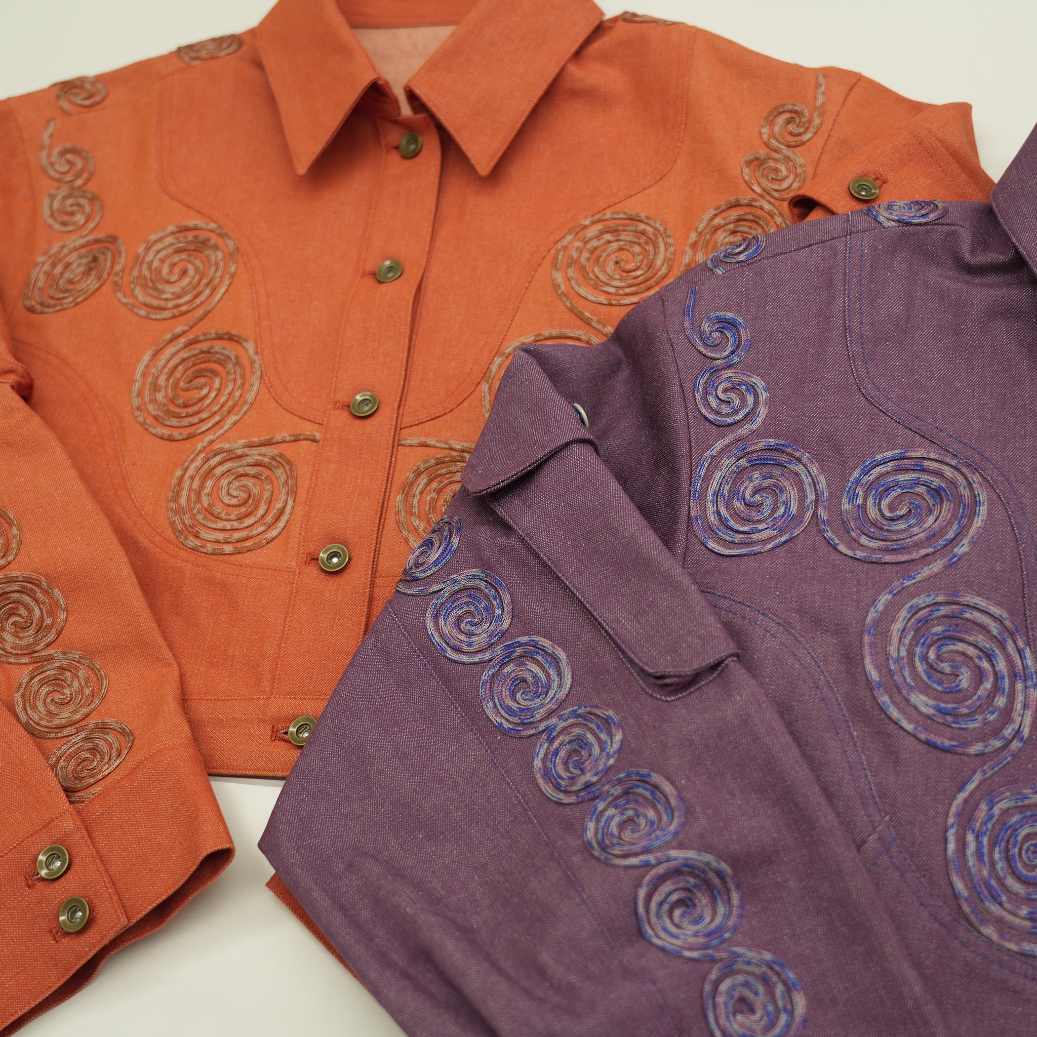 Goldfish Embroidered Denim Jacket Orange【予約販売：2026年3月～5月発送予定】