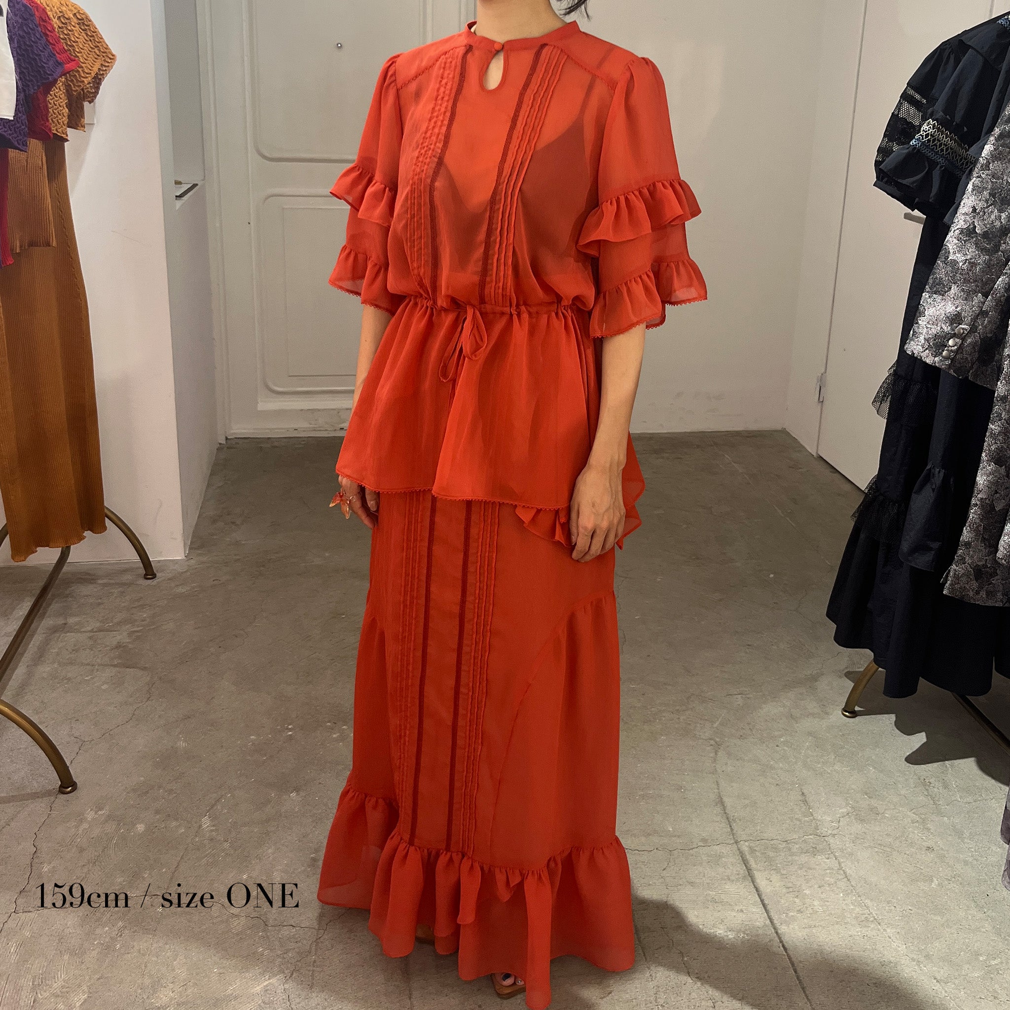 Frill Peplum Blouse Red【予約販売：2026年3月～5月発送予定】