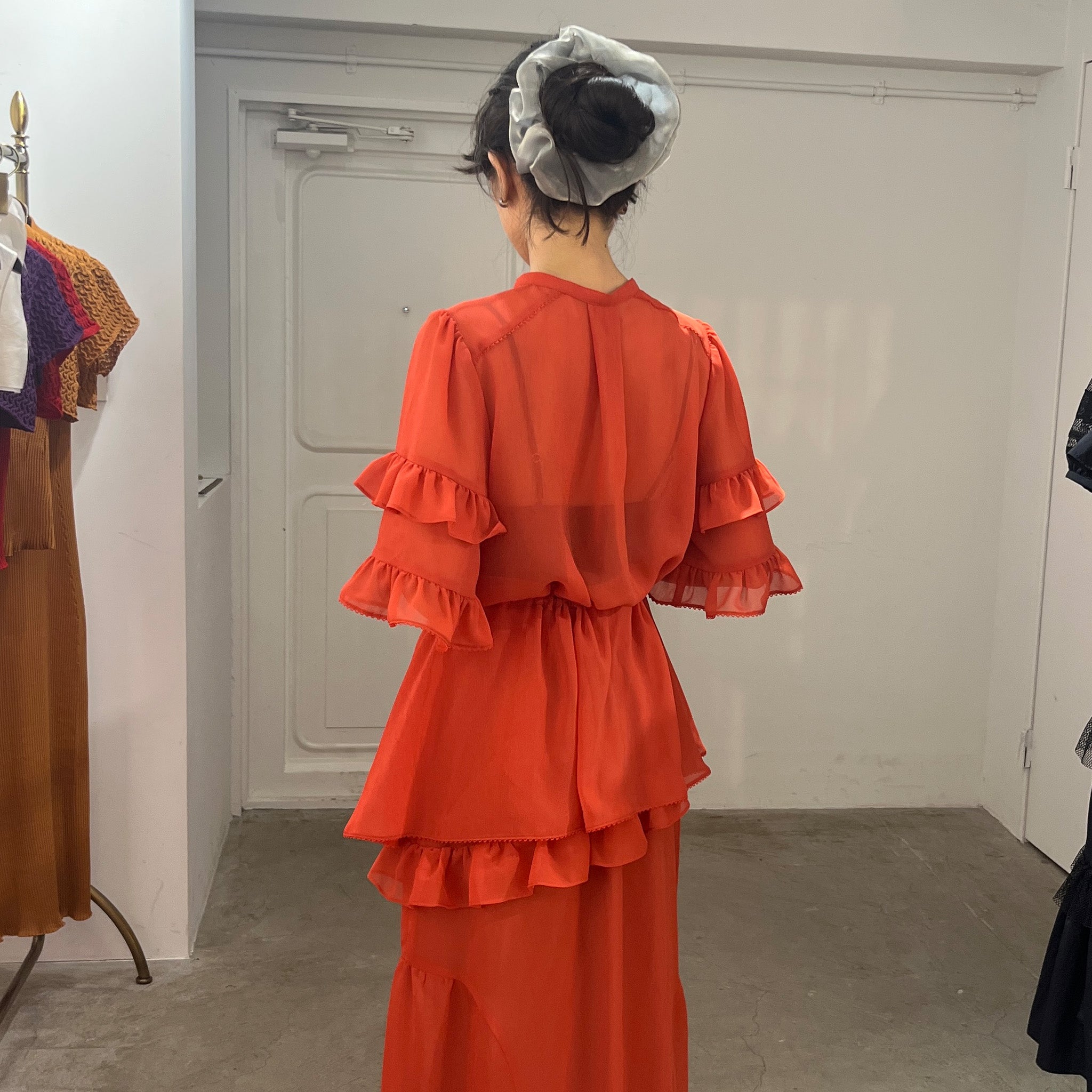 Frill Peplum Blouse Red【予約販売：2026年3月～5月発送予定】