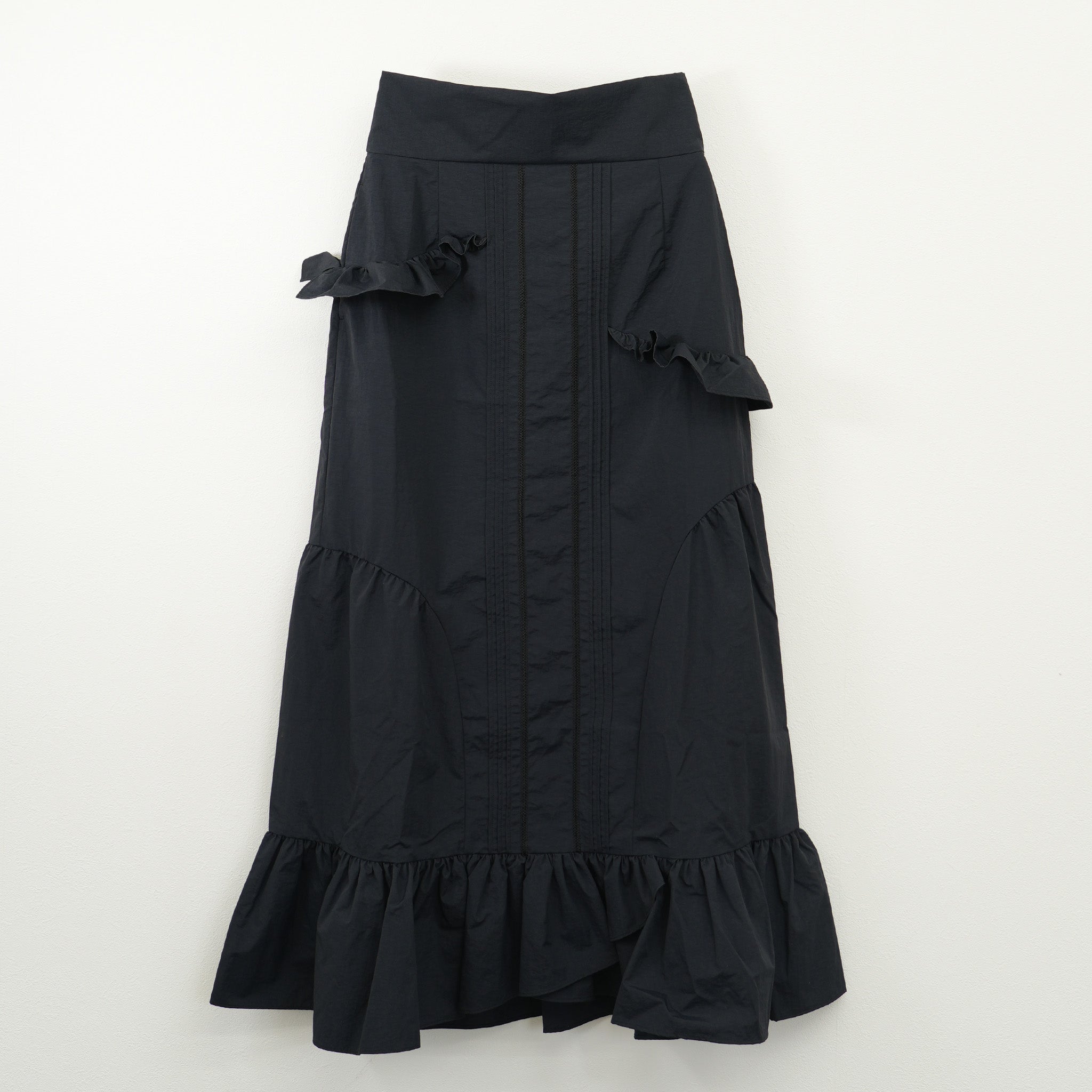Frill Asymmetric High-Waisted Skirt Black【予約販売：2026年3月～5月発送予定】