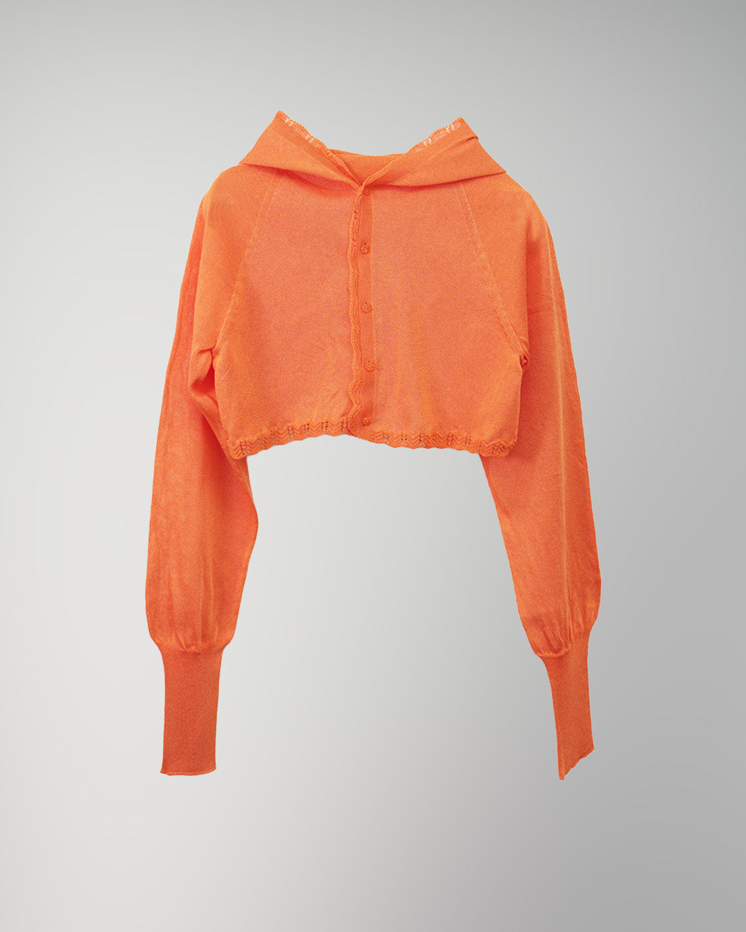 Lame knitted hoodie cardigan Orange