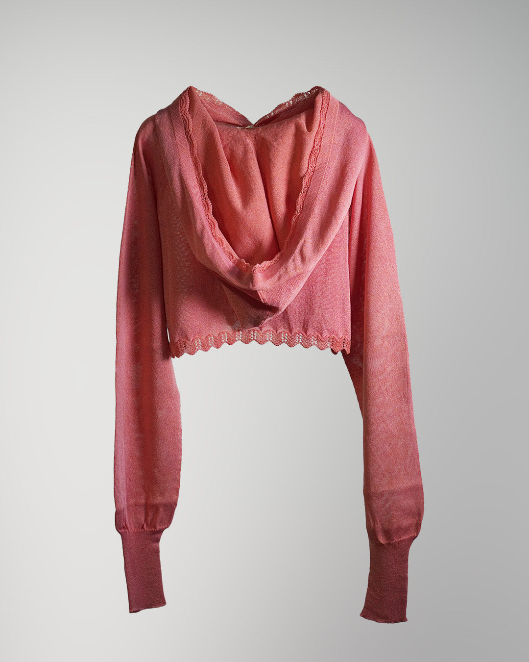 Lame knitted hoodie cardigan Pink