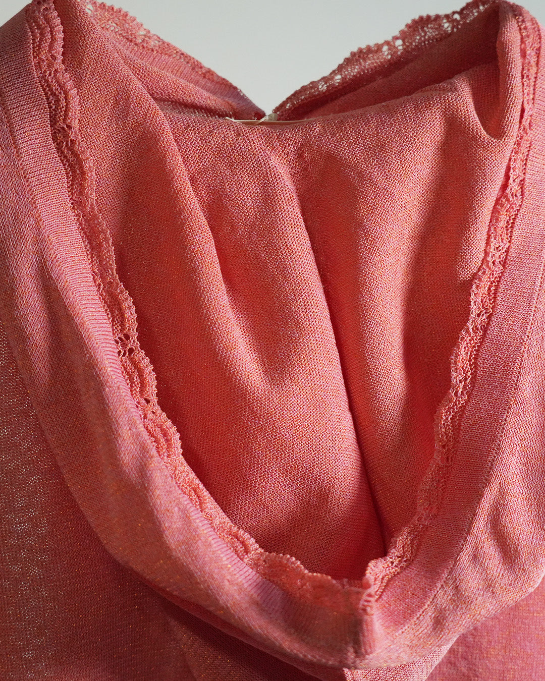 Lame knitted hoodie cardigan Pink