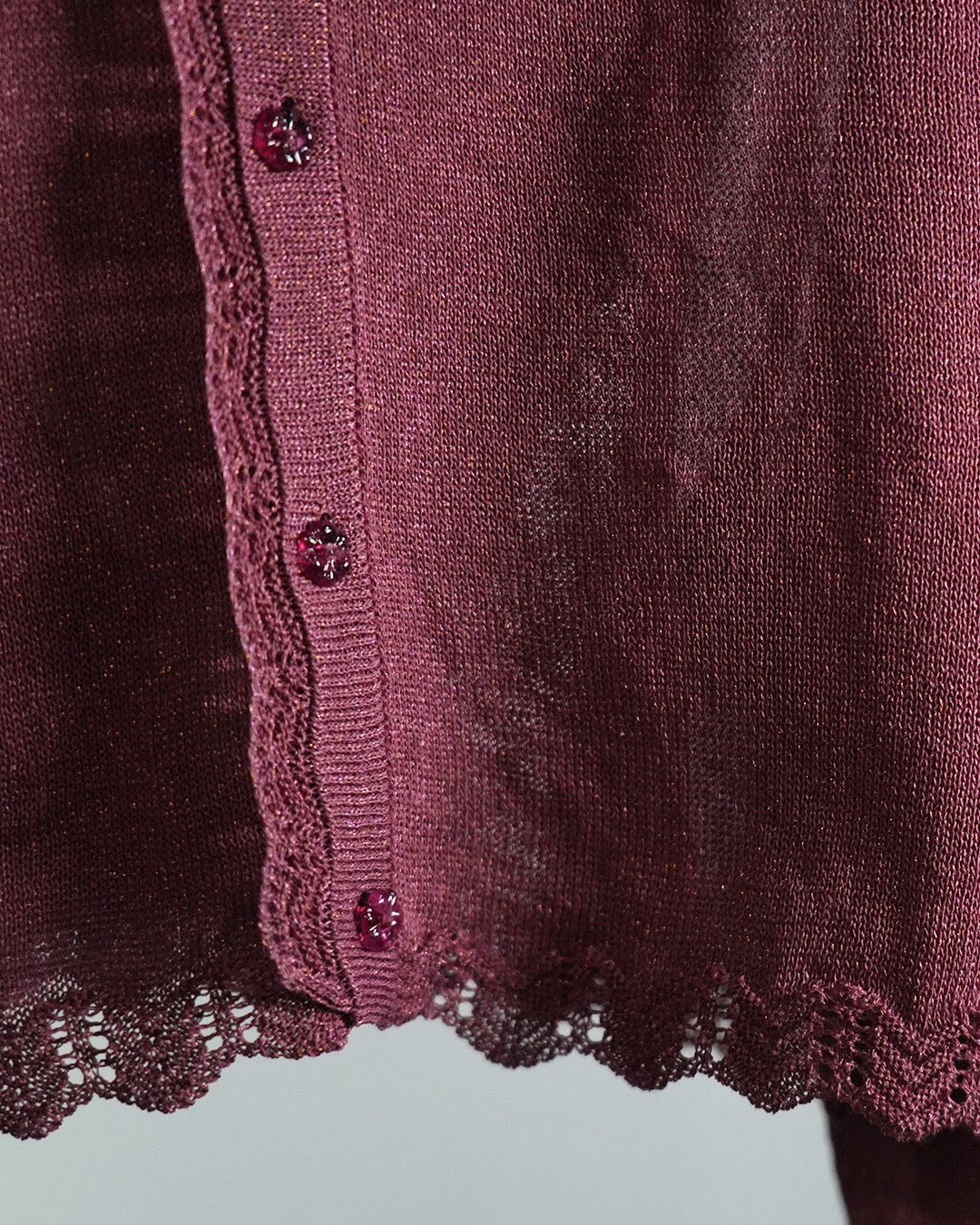 Lame knitted hoodie cardigan Purple