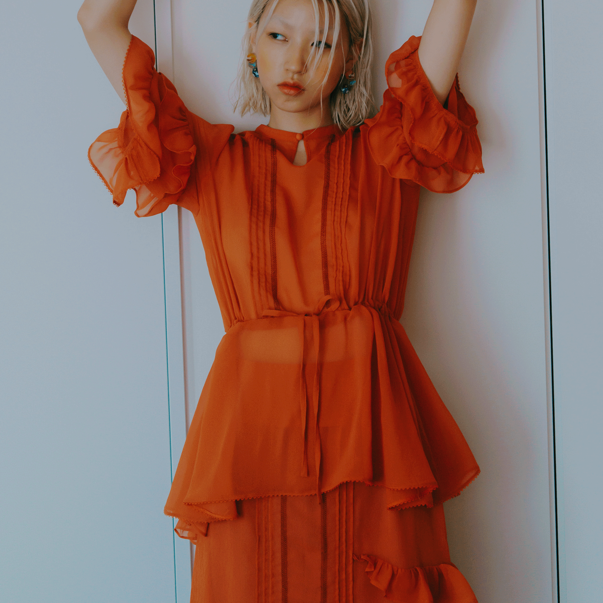 Frill Peplum Blouse Red【予約販売：2026年3月～5月発送予定】