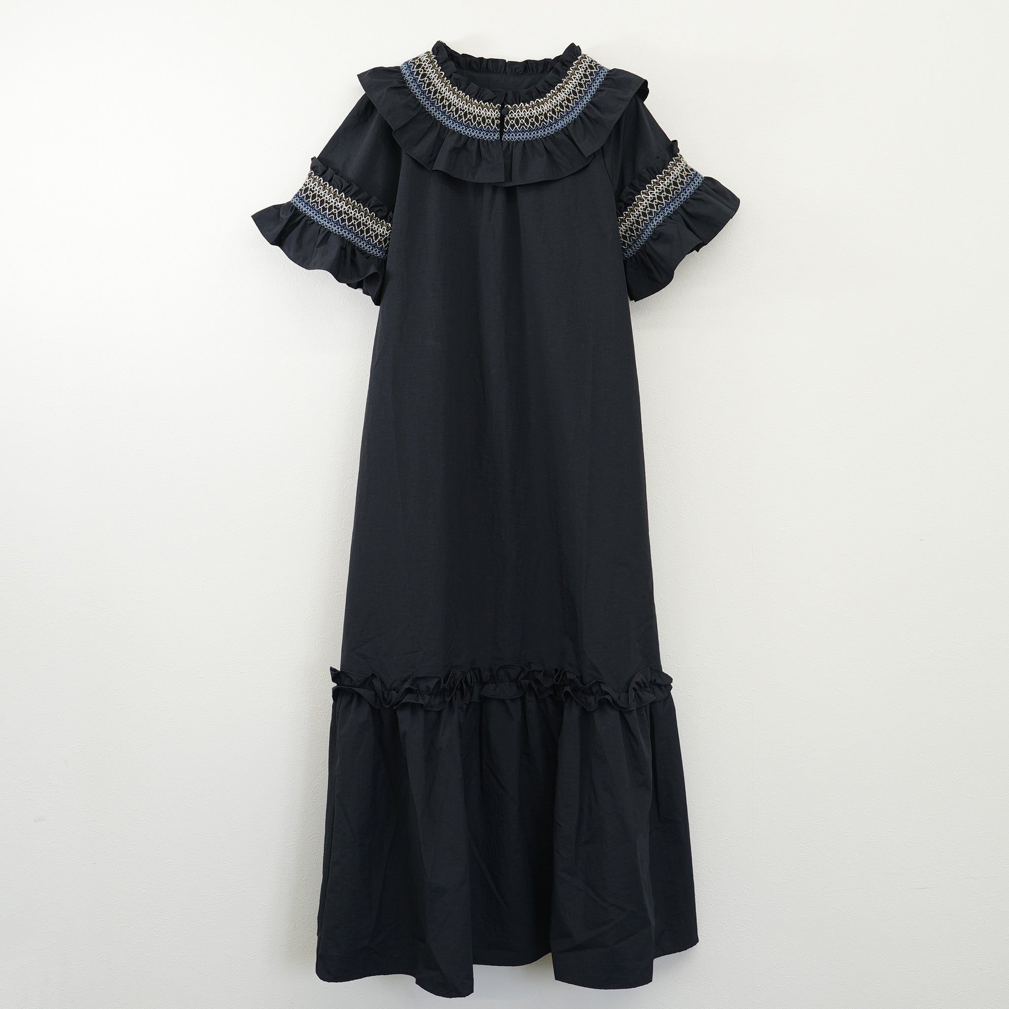 Smocked Jersey Embroidered Dress Black【予約販売：2026年3月～5月発送予定】